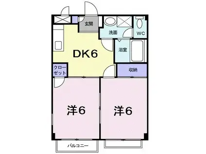 コーポタカザワ(2DK/1階)の間取り写真