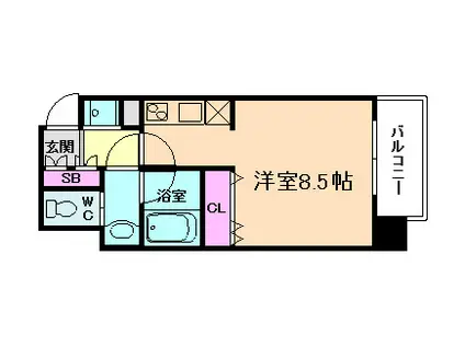 ファーストステージ福島パークサイド(ワンルーム/4階)の間取り写真