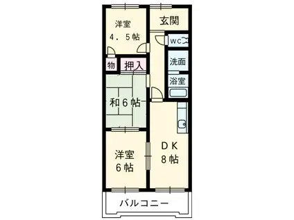 エクセル中川原(3DK/2階)の間取り写真