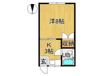 ドミール青山(1K/2階)の間取り写真