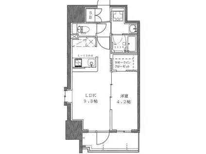 クリエイトビュー三宮磯上公園(1LDK/15階)の間取り写真