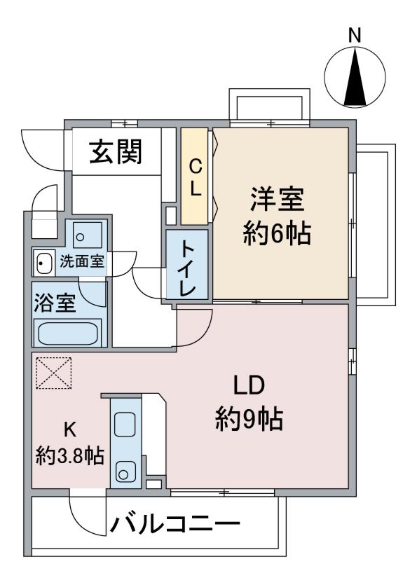 スプリング・ウェル(1LDK/1階)の間取り写真