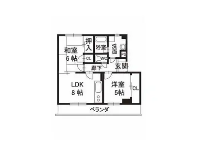 ベルメゾンSUZUYO(2LDK/3階)の間取り写真