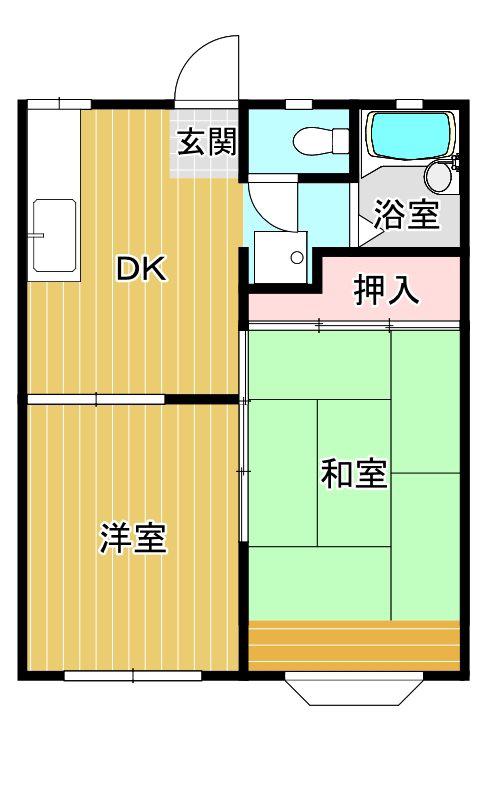ＪＲ山陰本線 和田山駅 徒歩48分 2階建 築31年(2DK/1階)の間取り写真