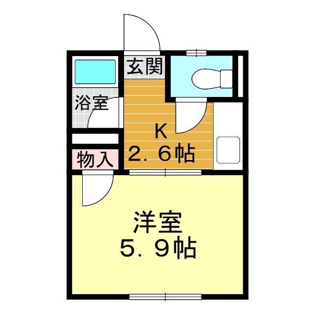 タウニーマタノ A棟(1K/2階)の間取り写真