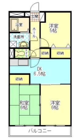カーサ21(3DK/2階)の間取り写真