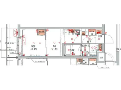 ハーモニーレジデンス神楽坂ヒルズTHIRD(1DK/3階)の間取り写真