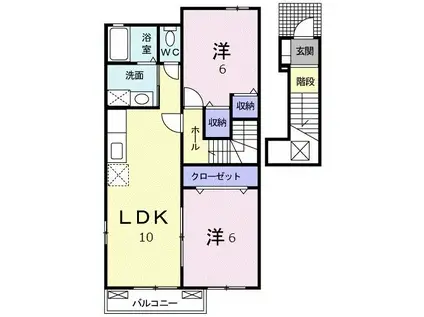 プラシードII(2LDK/2階)の間取り写真