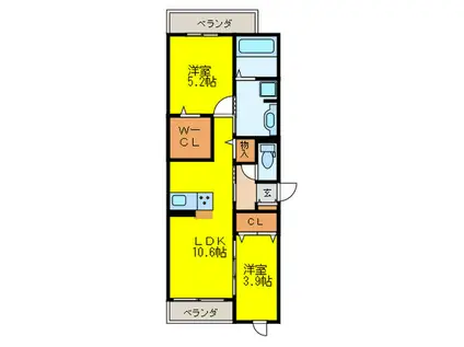 エミネンス久米田(2LDK/2階)の間取り写真