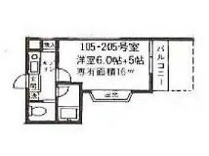 セントハイムつつじヶ丘弐番館(1K/1階)の間取り写真