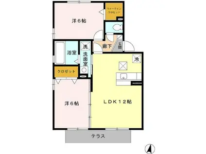 サニーハウスB(2LDK/1階)の間取り写真