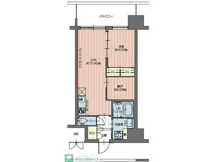 プレジオ川口(1SLDK/7階)の間取り写真