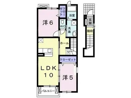 マーシャルA(2LDK/2階)の間取り写真