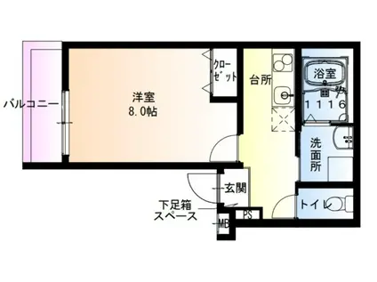 フジパレス浜寺諏訪森東II番館(1K/2階)の間取り写真