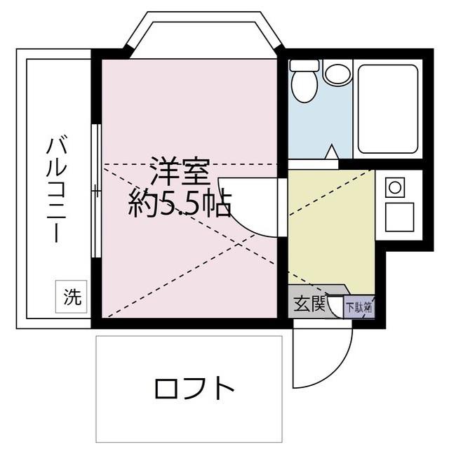 FLATーB(1K/2階)の間取り写真