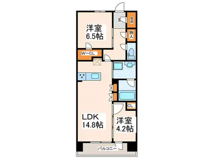 レ・ジェイド上通(2LDK/4階)の間取り写真