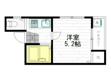OASIS勝山(1K/1階)の間取り写真