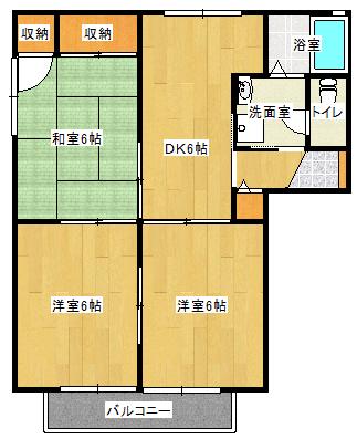 キャトルセゾンA(3DK/2階)の間取り写真