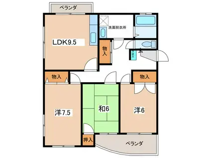 ベルコリン(3LDK/2階)の間取り写真