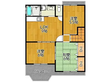 シャトーエス(3LDK/2階)の間取り写真