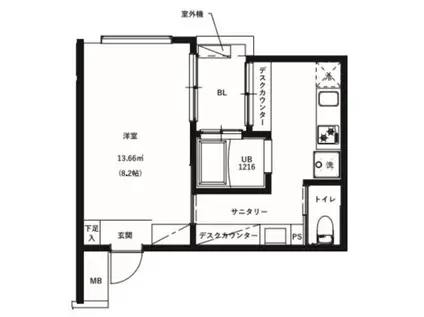 REVE大津朝倉(ワンルーム/1階)の間取り写真