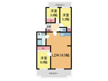 ラニテラス西宮(3LDK/2階)の間取り写真