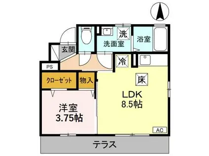 ヴィエルジュ(1LDK/1階)の間取り写真