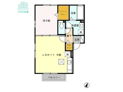 ロイヤルガーデン貝津B(1LDK/1階)の間取り写真