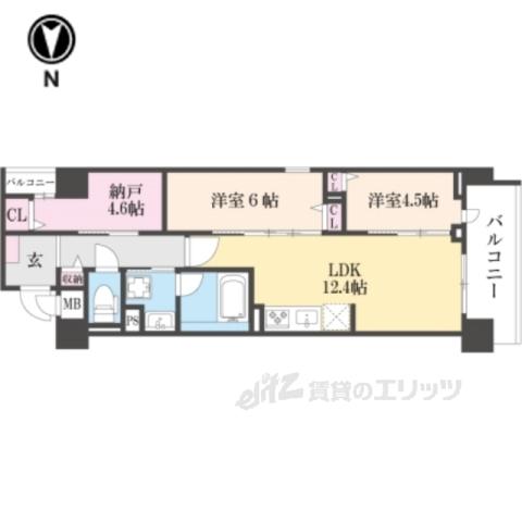 THE RESIDENCE 北白川(2LDK/3階)の間取り写真