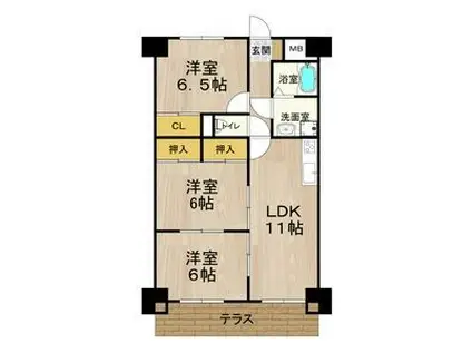 グレースマンション藤(3LDK/6階)の間取り写真