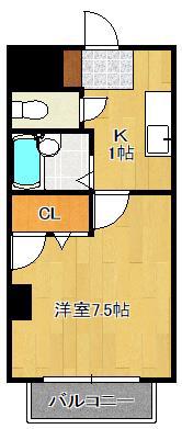 コーポ川口(1K/2階)の間取り写真