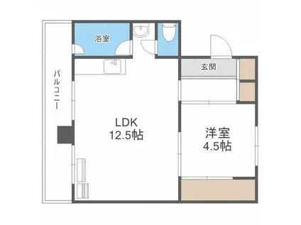 ビレッジハウス富丘3号棟(1LDK/4階)の間取り写真