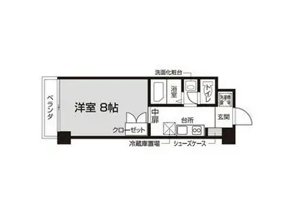 バウスクロス仙台宮町(1K/3階)の間取り写真