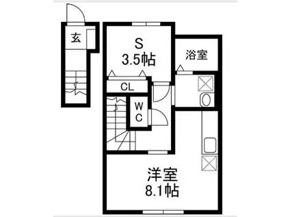 テゾーロ梨木A棟(ワンルーム/2階)の間取り写真