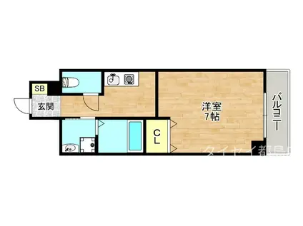 グランドゥール高殿(1K/2階)の間取り写真