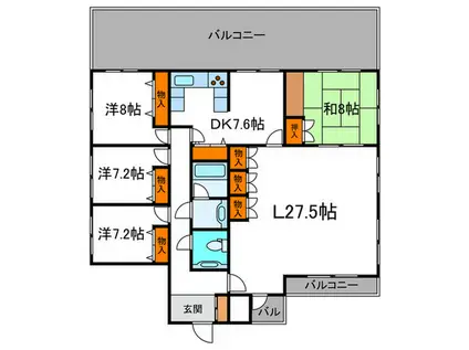 ドムス鴨川(4LDK/3階)の間取り写真