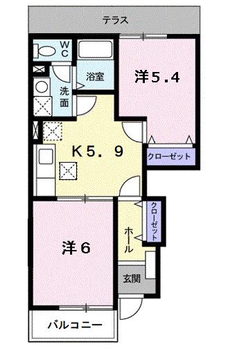 アロッジオ(2K/1階)の間取り写真