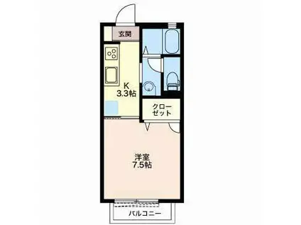 アバンサール・W(1K/1階)の間取り写真