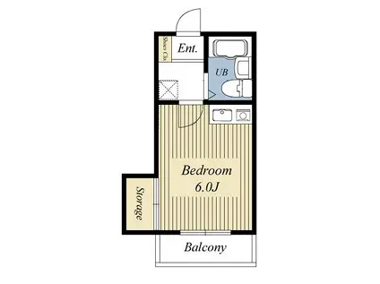 フラットフィールドII(ワンルーム/1階)の間取り写真
