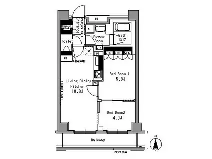 パークアクシス秋葉原(2LDK/7階)の間取り写真