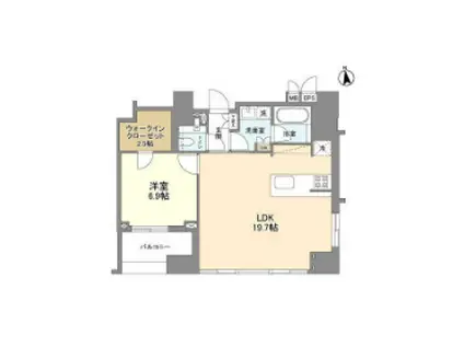 LASANTE 麻布十番(1LDK/16階)の間取り写真