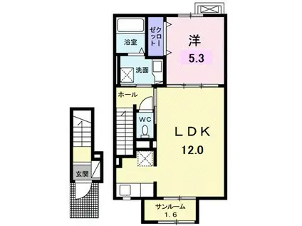 メンリッヒェン・ウッド(1LDK/2階)の間取り写真