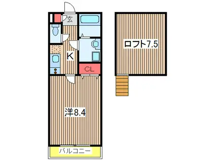 サンレジデンス(1K/1階)の間取り写真