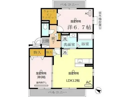 牛滝欅荘 A棟(2LDK/2階)の間取り写真