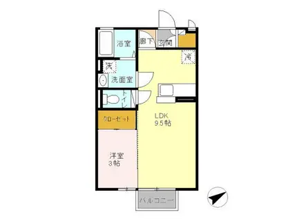 ヘクセンハウス堀町(1LDK/2階)の間取り写真
