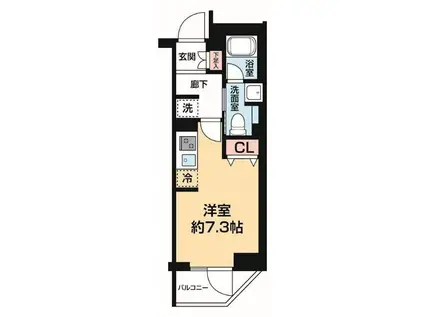 AZEST阪東橋II(ワンルーム/7階)の間取り写真