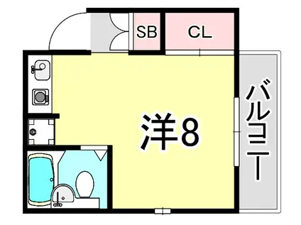 地下鉄西神・山手線 大倉山駅(兵庫) 徒歩16分 2階建 築30年(ワンルーム/2階)の間取り写真