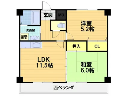 ヴェルドミール(2LDK/6階)の間取り写真