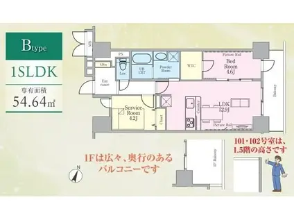 ウィステリア青砥(1SLDK/5階)の間取り写真