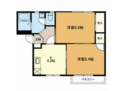 タウニィ宮沖 A(2K/2階)の間取り写真